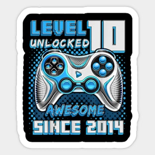 10th Birthday Gamer 10 Year Old Bday Boy Ten Son Sticker